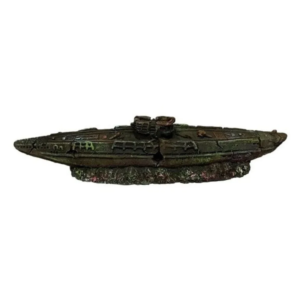 Small Submarine Aquarium Decorations, Battleship Group Ornament OSI #90603